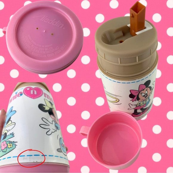 THERMOS ONLY! Vintage 80’s Walt Disney pink Minnie Mouse Aladdin Thermos 8oz - Picture 4 of 4